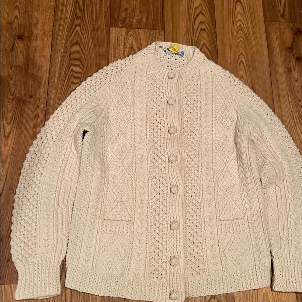 Heron Preston Ivory Textured Knit Cardigan